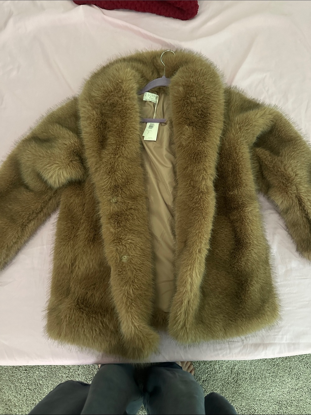 Z Supply Plush Faux Fur Coat in Camel